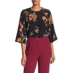 Code x Mode Dark Floral Waist Tie Top